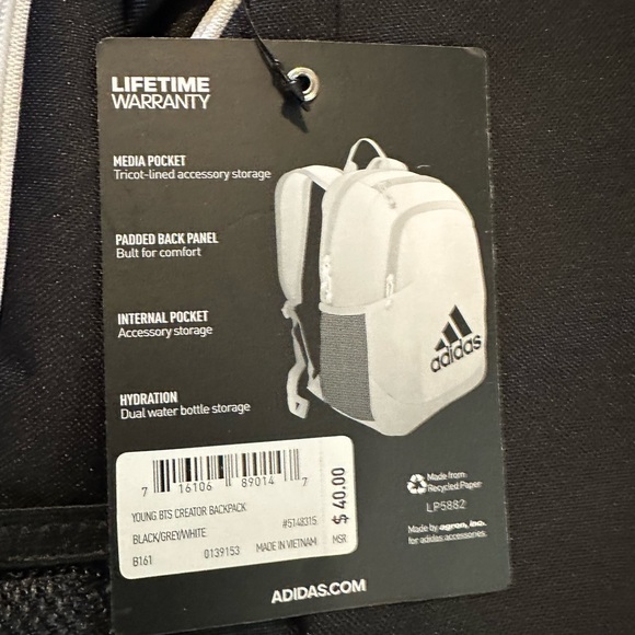 New with tags Adidas Young BTS Creator backpack. - Picture 2 of 6